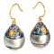 11.02 mm and 11.16 mm, Maki-e Tahitian Pearl, Fish Hooks Earrings