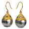 11.10 mm, Maki-e Tahitian Pearl, Fish Hooks Earrings