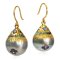 11.54 mm and 11.62 mm, Maki-e Tahitian Pearl, Fish Hooks Earrings