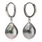 9.5 mm , Tahitian Pearl (Lunar Gray) , Huggie Earrings