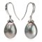 9.0 mm , Tahitian Pearl (Lunar Gray), Fish Hooks Earrings
