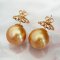 14.65-14.60 mm, Gold South Sea Pearl, Stud Earrings