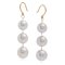 Approx. 7.0 - 9.0 mm, Akoya Pearl, Triple Pearl Multiple Sizes Dangle Earrings