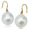 13.3-13.5 mm, White South Sea Pearl, Fish Hooks Earrings