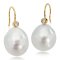 Approx. 13.0 mm, South Sea Pearl, Fish Hooks Diamond Pearl Earrings