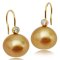 11.8 -11.9 mm, Dark Gold South Sea Pearl, Diamond Fish Hooks Earrings