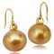 12.1-12.3 mm, Gold South Sea Pearl, Fish Hooks Handle Cup Earrings