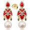Approx.15.2-15.3 mm, EdisonPearl, Royal Red Enamel Dangle Pearl Earring