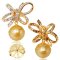 Approx.11.0 - 12.0 mm, Gold South Sea Pearl, Vintage Bow Jacket Pearl Earrings
