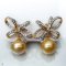 Approx.11.0 - 12.0 mm, Gold South Sea Pearl, Vintage Bow Jacket Pearl Earrings