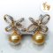 Approx.11.0 - 12.0 mm, Gold South Sea Pearl, Vintage Bow Jacket Pearl Earrings