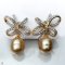 Approx.11.0 - 12.0 mm, Gold South Sea Pearl, Vintage Bow Jacket Pearl Earrings