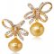 Approx.11.0 - 12.0 mm, Gold South Sea Pearl, Vintage Bow Jacket Pearl Earrings