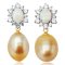 Approx. 12.0 - 12.9 mm, Gold South Sea Pearl, Dangle Jacket Opal Earrings
