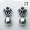 Approx. 8.8 - 8.9 mm , Tahitian Pearl , London Flora Earrings