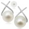 13.62-13.89 mm, White South Sea Pearl, Diamond Bow Earrings