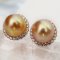 (PSL) Approx.12.1 mm, Aurora Moon Rainbow, Halo CZ Pearl Stud Earrings