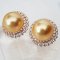 (PSL) Approx. 12.1 mm, Aurora Moon Rainbow, Double Halo Zircon Pearl Stud Earrings