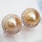 (PSL) Approx. 12.0 mm, Aurora Phoenix, Double Halo Zircon Pearl Stud Earrings