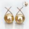 (PSL) Approx.14.8 mm, Aurora Moon Rainbow, Diamond Row Dangle Pearl Stud Earrings