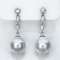 (PSL) Approx.8.8 mm, Aurora Phoenix, White Zircon Dangle Pearl Stud Earrings