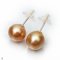 Approx. 10.0 - 12.0 mm, Gold South Sea Pearl, Stud Earrings