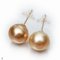 Approx. 12.0 -14.0 mm, Gold South Sea Pearl, Stud Earrings