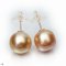 Approx. 12.0 -14.0 mm, Gold South Sea Pearl, Stud Earrings