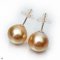 Approx. 12.0 -14.0 mm, Gold South Sea Pearl, Stud Earrings