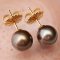 Approx. 9.0-10.0 mm, Tahitian Pearl (Chocolate Mania), Stud Earrings