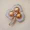 Approx. 10.0 mm, Gold South Sea Pearl, Triple Pearls Brooch