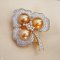 Approx. 10.0 mm, Gold South Sea Pearl, Triple Pearls Brooch