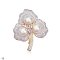 Approx. 10.0 mm, Edison Pearl, Maple Leaf CZ Paved Triple Pearl Brooch