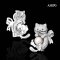 Approx. 7.0 - 8.0 mm, Akoya Pearl, Cat hugs Pearl CZ Alloy Pendant