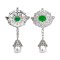 Approx. 13.0 - 15.0 mm, Tahitian or White South Sea Pearl, Green CZ Embellishment Dangle Pearl Alloy Brooch