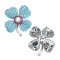 Approx. 6.0 mm, Akoya Pearl, Clover Leaf Synthetic Turquoise Alloy Brooch