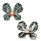 Approx. 12.0 mm, Edison Pearl, Green CZ Butterfly Pearl Alloy Brooch