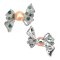 Approx. 12.0 mm, Edison Pearl, Bow Poka dot Green CZ Pearl Alloy Brooch