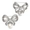 Approx. 10.0 - 11.0 mm, Edison Pearl, Bow CZ Pearl Alloy Brooch