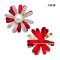 Approx. 9.0 - 10.0 mm, Edison Pearl, Red Velvet Flower Pearl Alloy Brooch