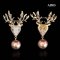 Approx. 14.0 mm, Edison Pearl, Raindeer Dangle Pearl Alloy Brooch