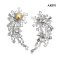 Approx. 11.0 mm up, Gold South Sea Pearl, Snowflake Icicle CZ Pearl Alloy Brooch
