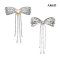 Approx. 8.0 mm, Gold South Sea Pearl, Bow Pearl Icicle CZ Stripes Alloy Brooch