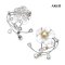 Approx. 5.0 and 8.0 mm, Akoya and South Sea Pearl, MOP Sakura Pearl Alloy Brooch