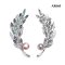 Approx. 10.0 mm, Freshwater Pearl, Feather Pearl Alloy Brooch