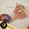 เข็มกลัดพลอยระยิบ มุกม่วง ตัวเรือนเงินแท้ชุบ Pink Gold ประดับพลอยแท้ White Topaz / K205