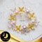 เข็มกลัดมุกหรีดดอกเข็ม ประดับพลอยหลากสี / V018