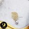 เข็มกลัดฉลุลาย ห้อยมุก ตัวเรือนเงินแท้ 92.5 ชุบทอง ประดับพลอยแท้ White Topaz  / V041