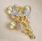 Approx. 9.0-10.0 mm, Gold South Sea Pearl, Trio Pearl Brooch & Pendant