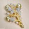 Approx. 9.0-10.0 mm, Gold South Sea Pearl, Trio Pearl Brooch & Pendant